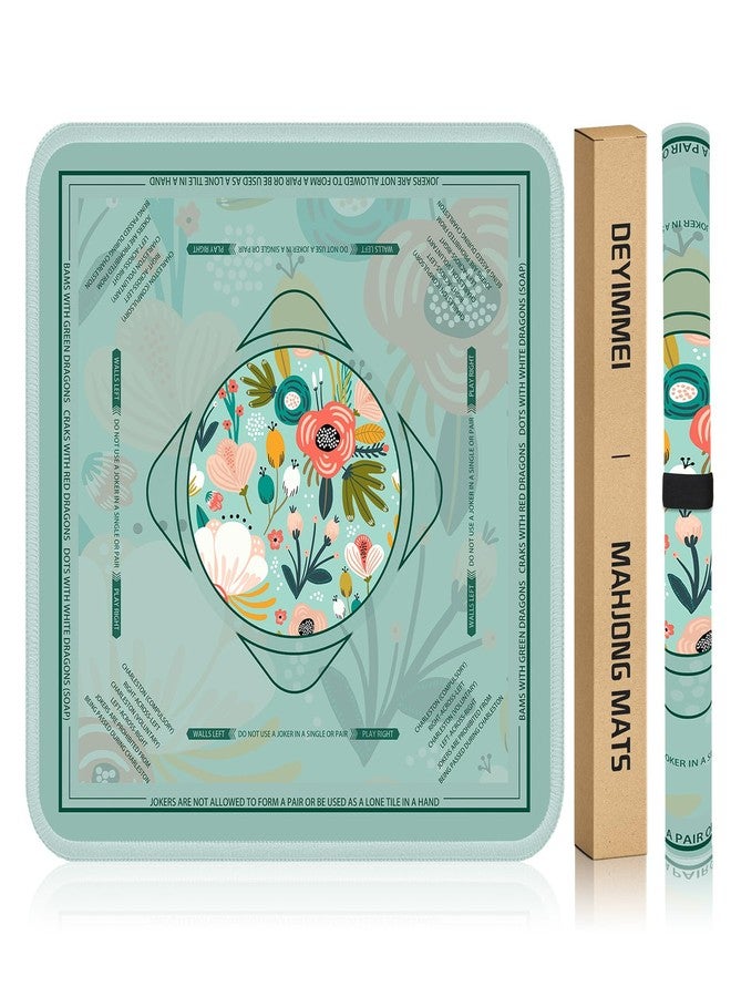 Deyimmei Neoprene Mahjong Mat for Table 31.5"x31.5" - Non-Slip, Noise Reduction Cover with Storage Pockets, American Rules & Crease-Free Rolled Shipping (Tropical Bloom) - Image 1